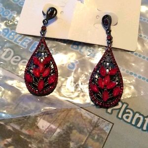 Black and red dangle earrings